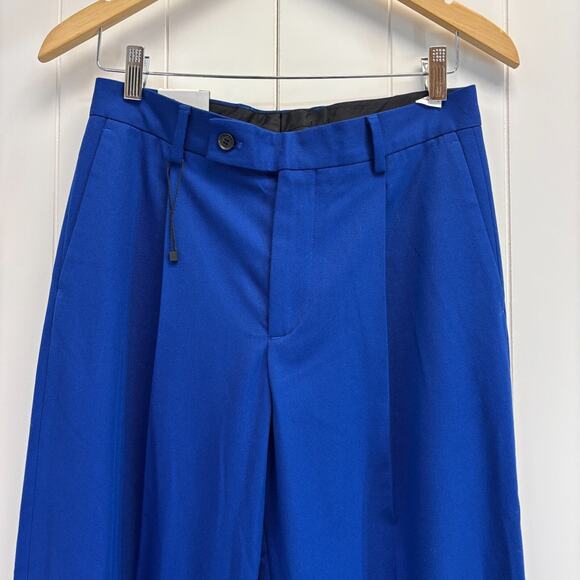 Zara Womens Cuffed Dopamine Chic Pleated Trousers Size 29 Blue Hipster Mod NWT - Picture 2 of 10
